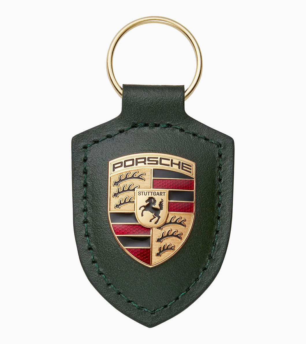 Porsche Crest Keyring, Oak Green Metallic - Essential